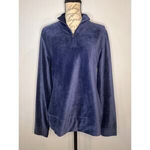 NWT Nicole Miller Sport stretch ribbed velour quarter zip top L